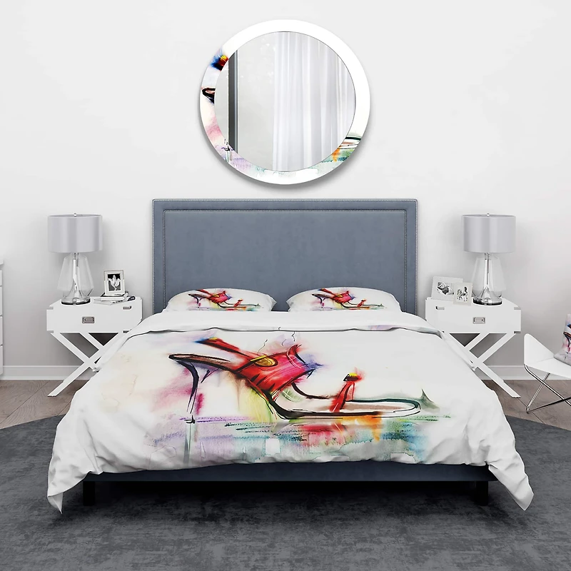 Designart 'Red High Heel Shoe' Abstract Bedding Set