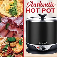 Brentwood 1.9qt. 600-Watt Stainless Steel Cordless Electric Hot Pot Cooker & Food Steamer With Swivel Base
