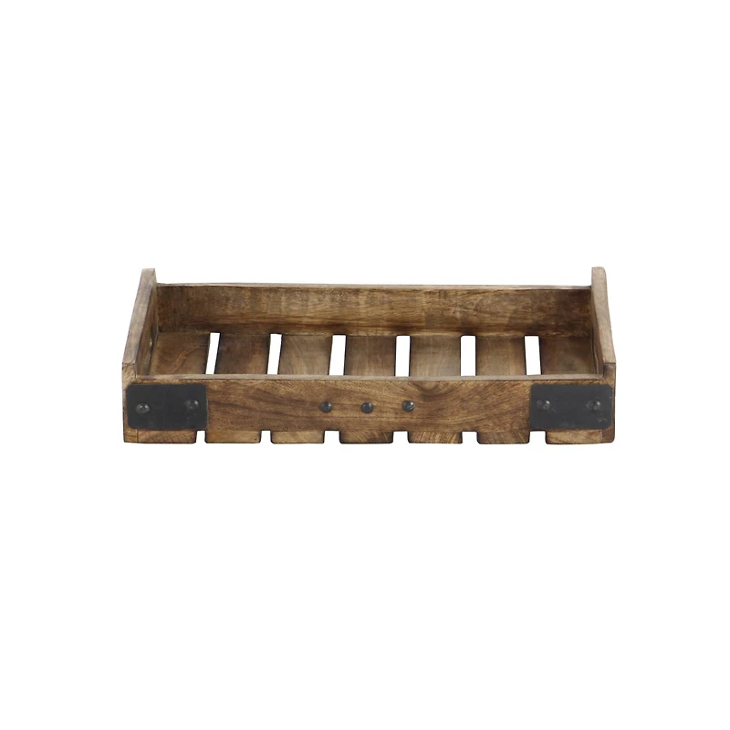 Brown Mango Wood Farmhouse Tray Set