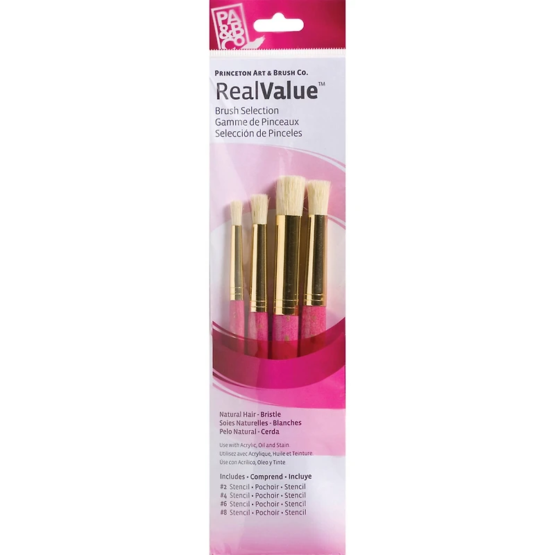 Princeton™ RealValue™ Bristle Stencil 4 Piece Brush Set