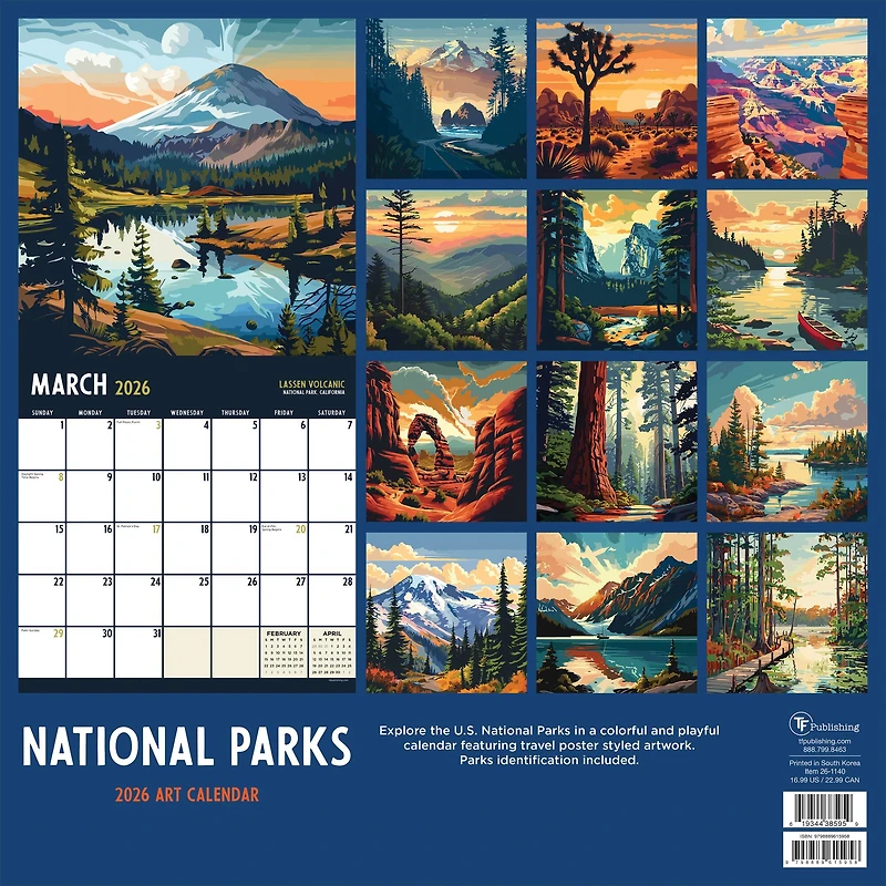 2026 National Parks-Art Wall Calendar
