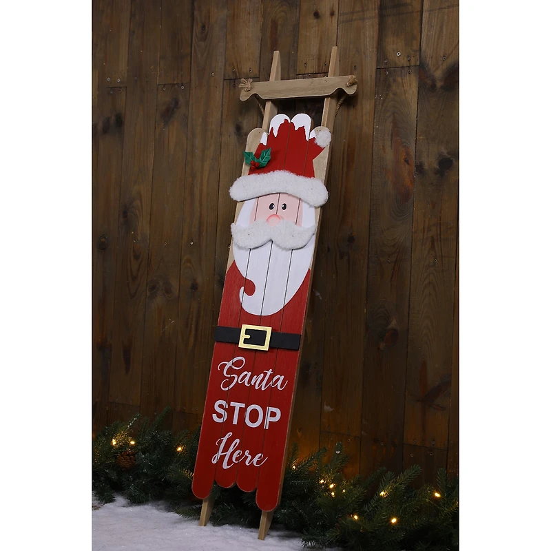 Glitzhome® 42" Wooden Sleigh Santa Porch Sign