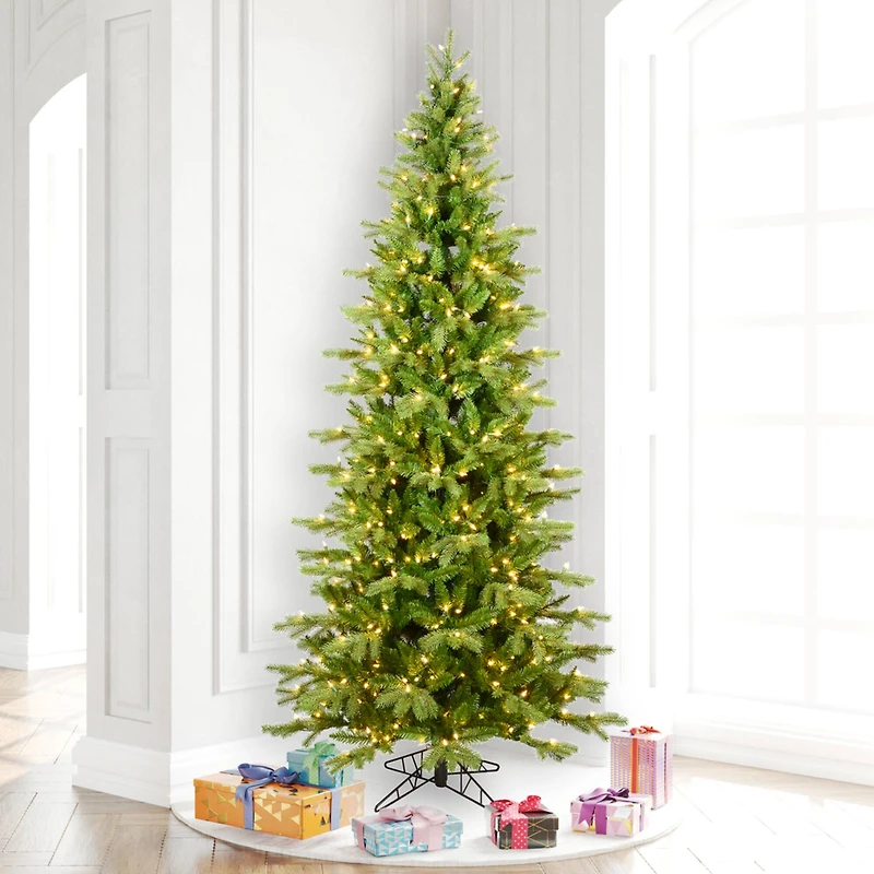 7.5ft. Pre-Lit Slim Balsam Spruce Artificial Christmas Tree, Warm White Dura-Lit® LED Lights