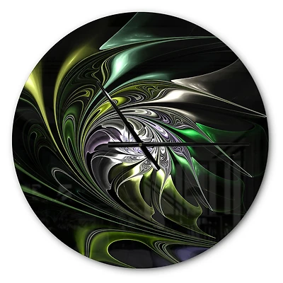 Designart Multi Colored Green Stained Glass Modern Wall Clock