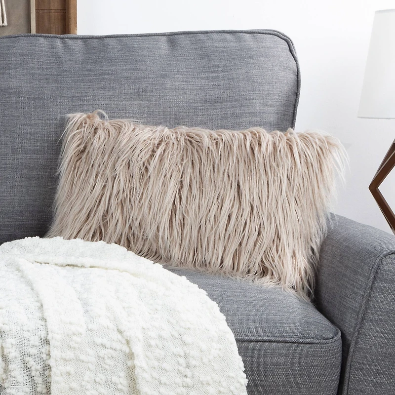 Hastings Home Faux Fur Lumbar Pillow