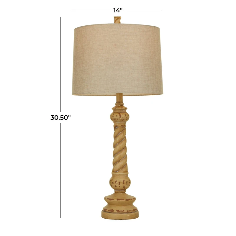 Brown Polystone Table Lamp Set of 2 14", 31"
