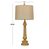 Brown Polystone Table Lamp Set of 2 14", 31"