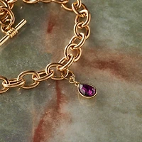 14K Gold Plated Amethyst Austrian Crystal Pear Charm by Bead Landing™
