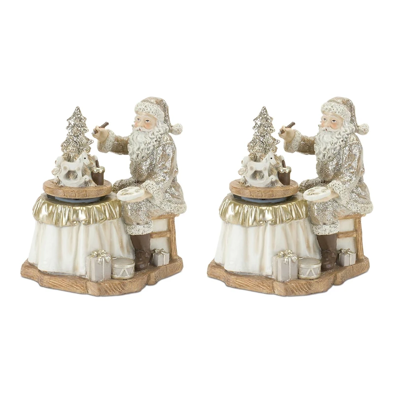 6.5" Santa with Spinning Christmas Tree Set