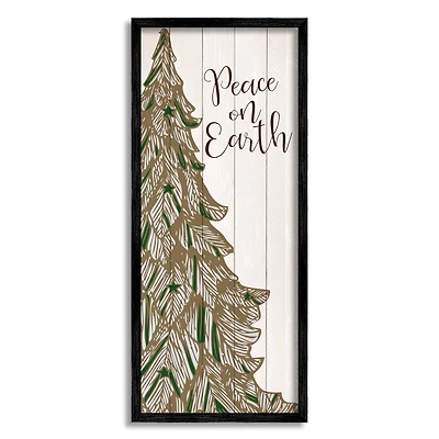Stupell Industries Peace On Earth Tree Phrase Framed Giclee Art