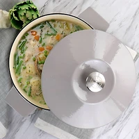 Martha Stewart 5qt. Warm Gray Enameled Embossed Stripe Cast Iron Dutch Oven with Lid