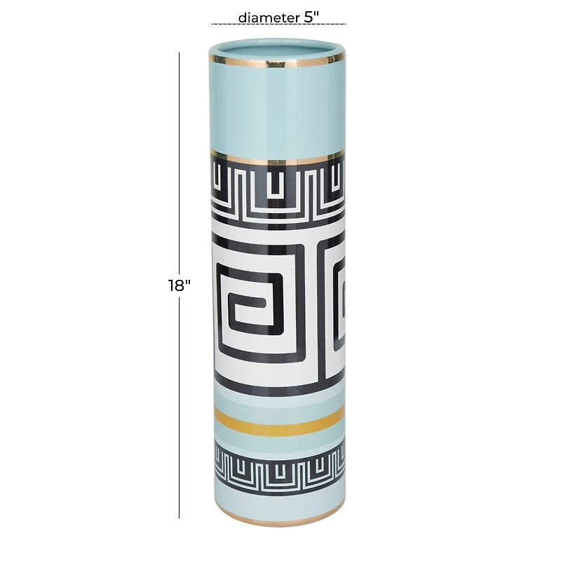 Teal Stoneware Modern Vase, 18" x 5" x 5"