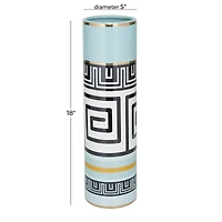 Teal Stoneware Modern Vase, 18" x 5" x 5"