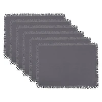 DII® Solid Gray Heavyweight Fringed Placemats, 6ct.