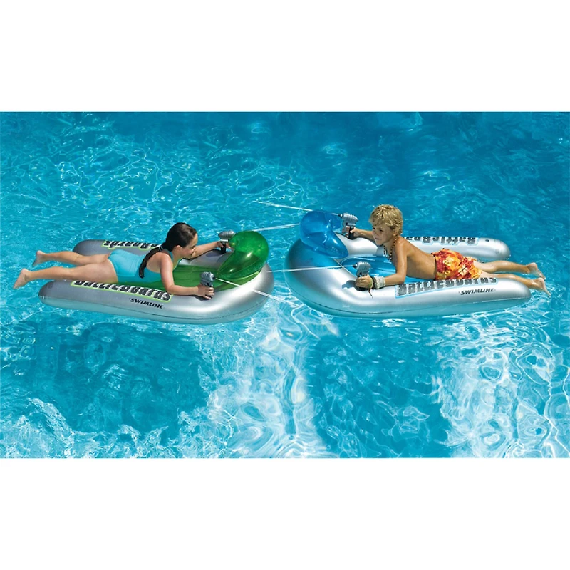 Swim Central 53" Green & Blue Water Sport Inflatable Battle Board Set with Squirt Guns