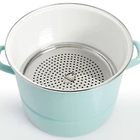 Kenmore® 16qt. Blue Stainless Steel Pot with Steamer Insert and Glass Lid