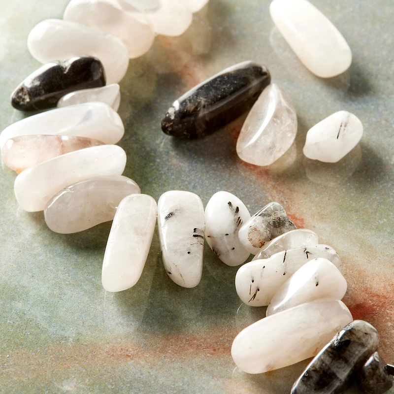 12 Pack: Black & White Rutilated Quartz Chip Beads by Bead Landing™