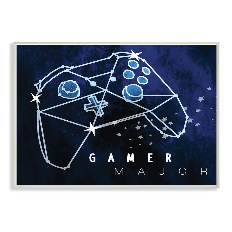 Stupell Industries Gamer Major Phrase Controller Constellation Outer Space Wood Wall Plaque