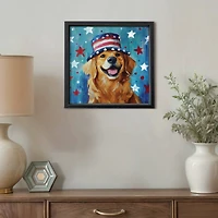 16" x 16" Patriotic Golden Retriever Framed Print