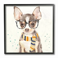Stupell Industries Hipster Chihuahua Wall Art in Black Frame