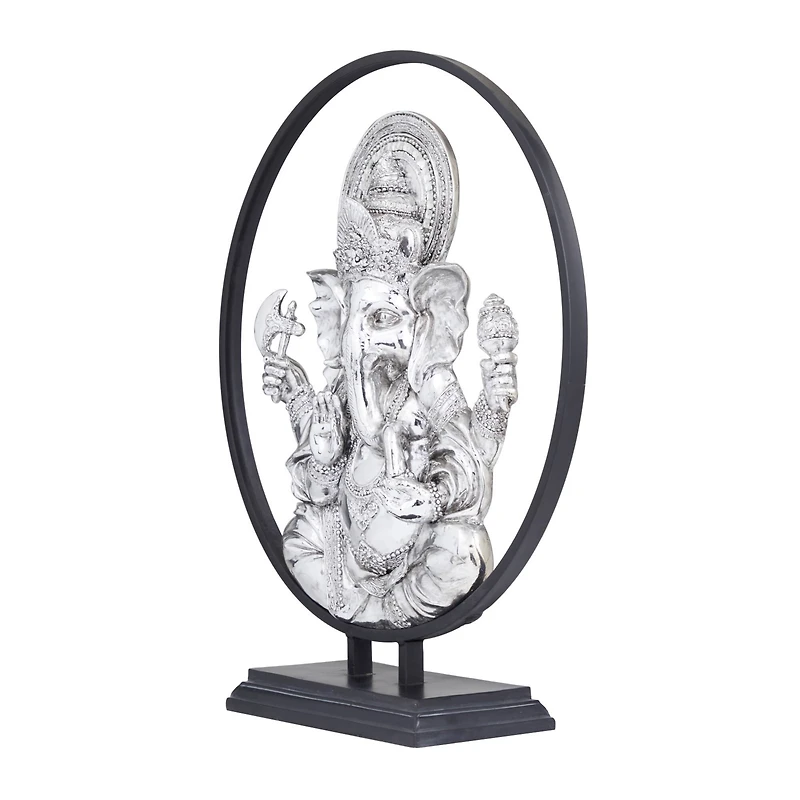 22" Black Polystone Eclectic Buddha
