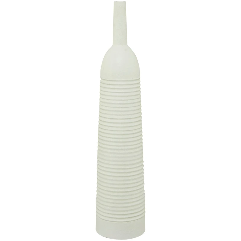 The Novogratz White Metal Grooved Vase 8" x 8" x 36"