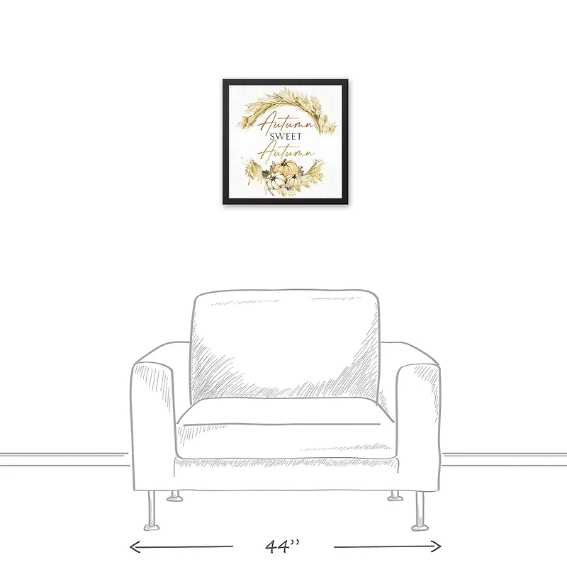 Autumn Hay Wreath Canvas Wall Art with Black Frame