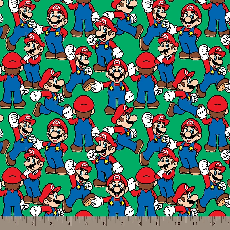 Nintendo® Super Mario Green Packed Mario Cotton Fabric