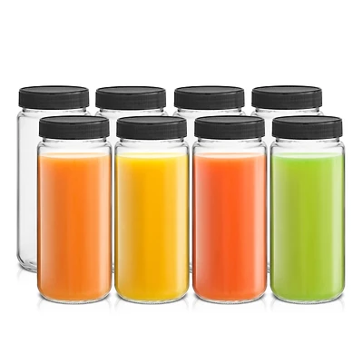 JoyJolt® 16oz. Reusable Glass Juice Bottles with Lids