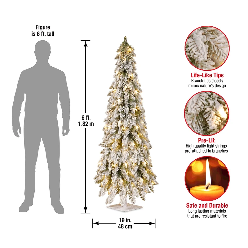 5ft. Pre-Lit Snowy Downswept Artificial Christmas Forestree, Clear Lights