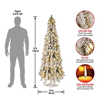 5ft. Pre-Lit Snowy Downswept Artificial Christmas Forestree, Clear Lights