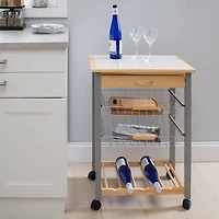 Organize It All Rolling Kitchen Cart with Wine Rack