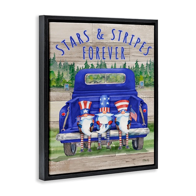 Stupell Industries Stars & Stripes Forever Americana Gnomes Floater Framed Art