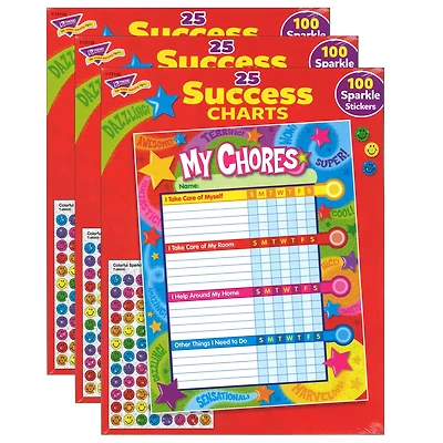 Trend Enterprises® Praise Words 'n Stars Chore Charts, 3 Packs of 25 Sheets