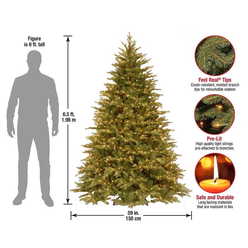6.5ft. Pre-Lit Feel-Real® Nordic Spruce® Artificial Christmas Tree, Clear Lights