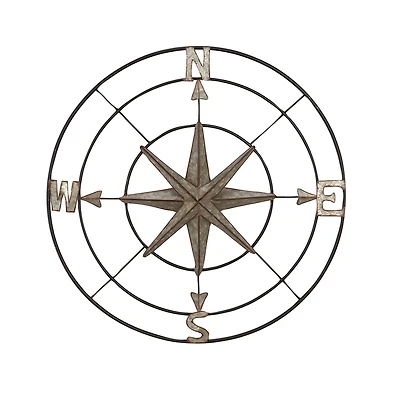 Gray Compass Metal Farmhouse Wall Decor