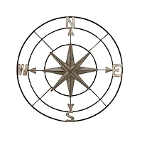 Gray Compass Metal Farmhouse Wall Decor