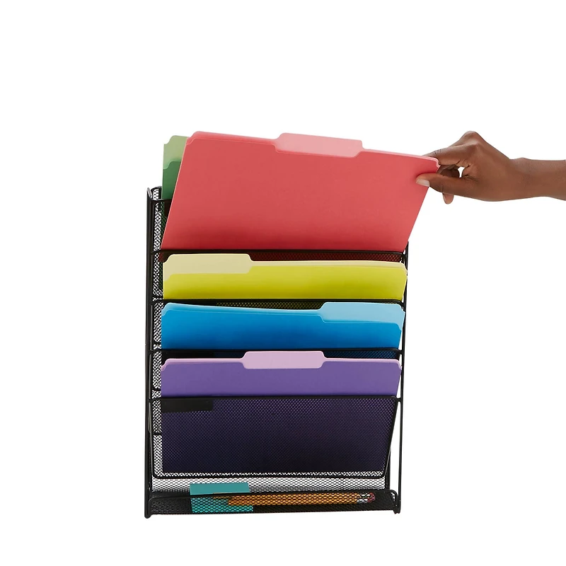 Mind Reader 6 Compartment Vertical Hanging Wall File & Chart Organizer