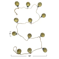 Hello Honey® 6ft. Matte Olive Green & Gold Finish Glass Ball Ornament Garland