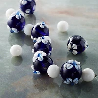 Blue & White Lamp Work Glass Round Beads by Bead Landing®