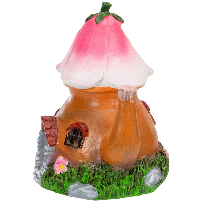 7" Solar Lighted Flower Tea Pot Outdoor Garden Statue
