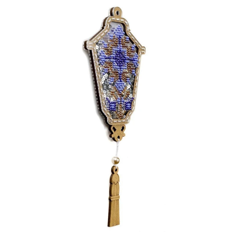 Wonderland Crafts Blue Lantern Christmas Ornament Bead Embroidery Kit