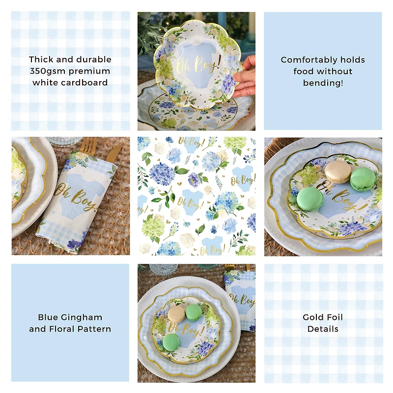 Kate Aspen® Blue Baby Shower Onesie Floral Tableware Set