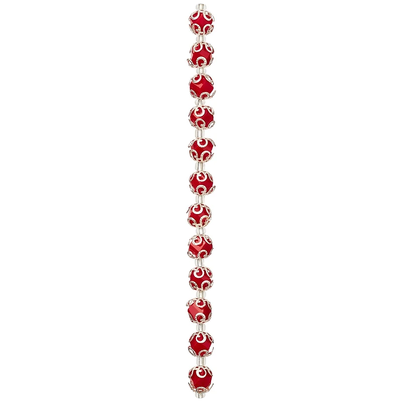 Red Faceted Glass Bead With Bead Cap, 10mm by Bead Landing™