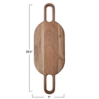 Hello Honey® 20.5" Natural Acacia Wood Charcuterie or Cutting Board with 2 Handles