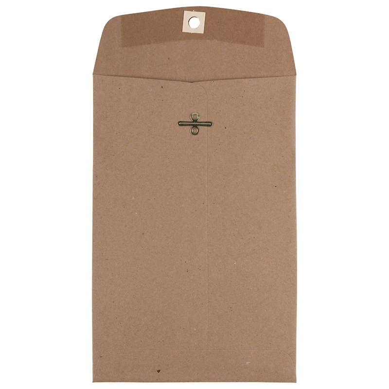 JAM Paper 6" x 9" Brown Kraft Paper Bag Premium Invitation Envelopes with Clasp Closure