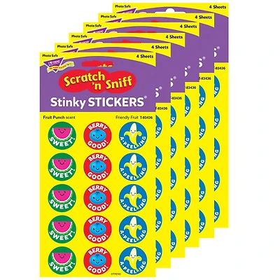 Trend Enterprises® Stinky Stickers® Friendly Fruit/Fruit Punch, 6 Packs of 60ct.