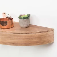 Small Brown Round Wood Floating Wall Shelf