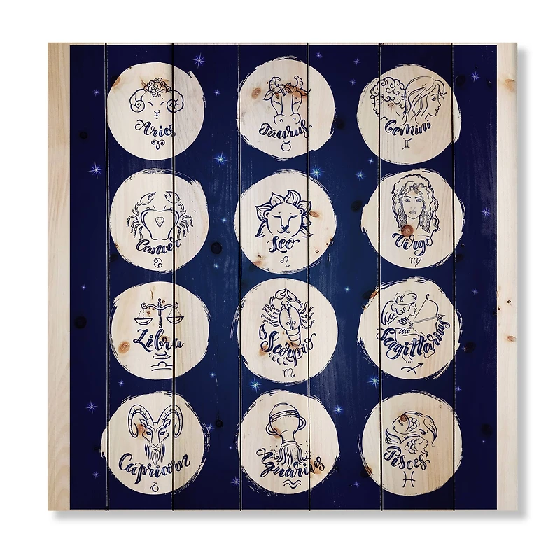 Designart - Zodiac Signs On Blue