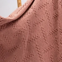 Glitzhome® Coral Pink Grid Cotton Woven Throw